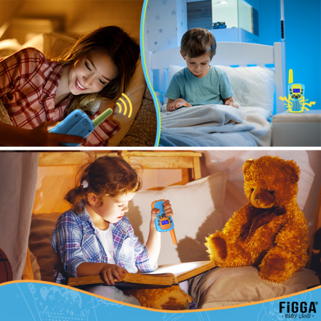 Set 2 statii Walkie Talkie FiGGA® pentru copii, Lanterna si Antena, Raza de Actiune 3 km, functia VOX, Plastic, in 2 culori diferite [4]