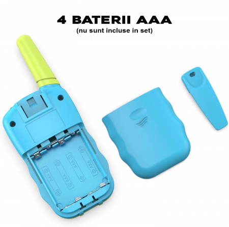 Set 2 statii Walkie Talkie FiGGA® pentru copii, Lanterna si Antena, Raza de Actiune 3 km, functia VOX, Plastic, in 2 culori diferite [1]