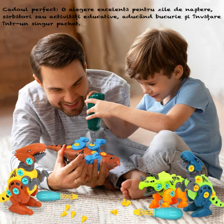 FiGGA® összeszerelhető dinoszaurusz készlet gyerekeknek, tárolódobozzal, elektromos csavarhúzóval, interaktív játék fiúknak és lányoknak 2–8 éves korig [4]