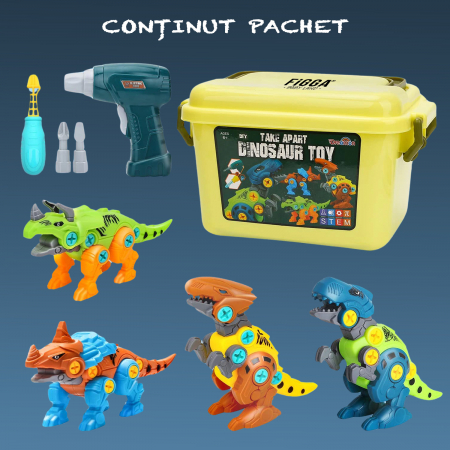 FiGGA® összeszerelhető dinoszaurusz készlet gyerekeknek, tárolódobozzal, elektromos csavarhúzóval, interaktív játék fiúknak és lányoknak 2–8 éves korig [5]