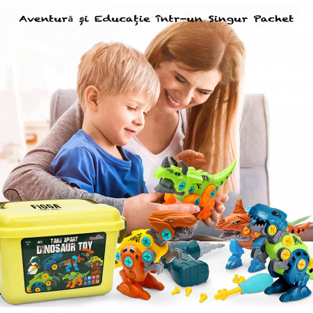 FiGGA® összeszerelhető dinoszaurusz készlet gyerekeknek, tárolódobozzal, elektromos csavarhúzóval, interaktív játék fiúknak és lányoknak 2–8 éves korig [1]
