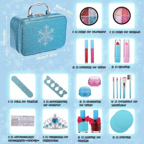 Trusa machiaj copii FiGGA® 4 ani+, 22 elemente, non toxic, solubil in apa, Printesa iernii [1]