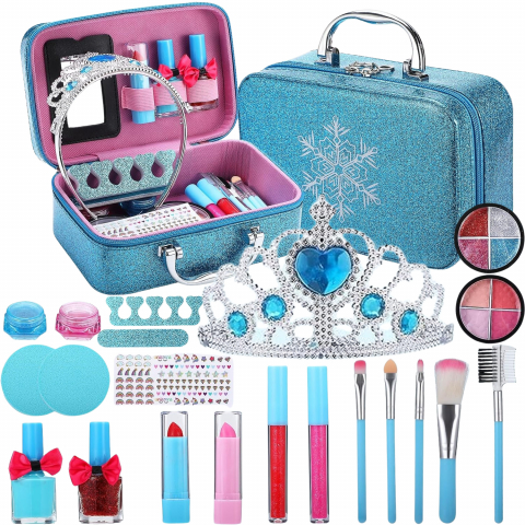 Truse machiaj copii - Trusa machiaj copii FiGGA® 4 ani+, 22 elemente, non toxic, solubil in apa, Printesa iernii