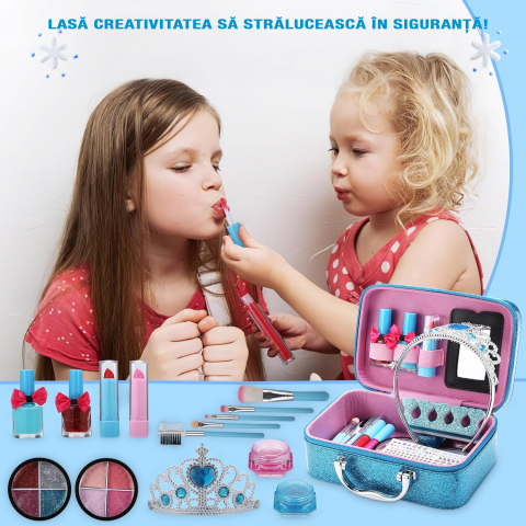 Trusa machiaj copii FiGGA® 4 ani+, 22 elemente, non toxic, solubil in apa, Printesa iernii [6]