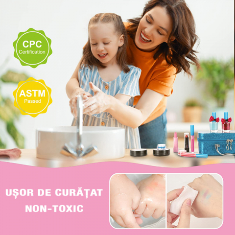 Trusa machiaj copii FiGGA® 4 ani+, 22 elemente, non toxic, solubil in apa, Printesa iernii [5]