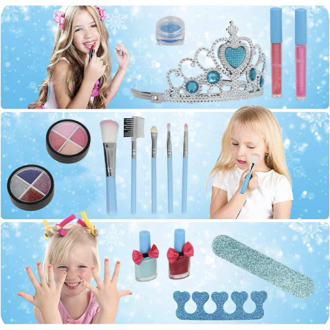 Trusa machiaj copii FiGGA® 4 ani+, 22 elemente, non toxic, solubil in apa, Printesa iernii [2]