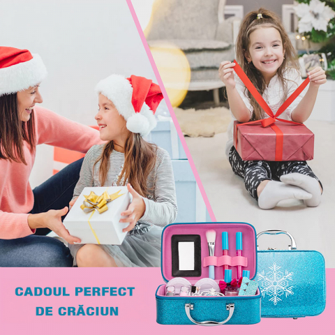 Trusa machiaj copii FiGGA® 4 ani+, 22 elemente, non toxic, solubil in apa, Printesa iernii [7]