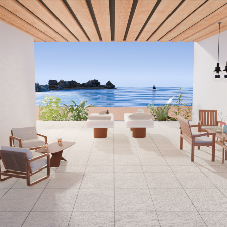 Gresie exterior 60x60 2cm portelanata Ultra Shellstone Beige, rectificata, mata, aspect piatra, Import Italia [2]