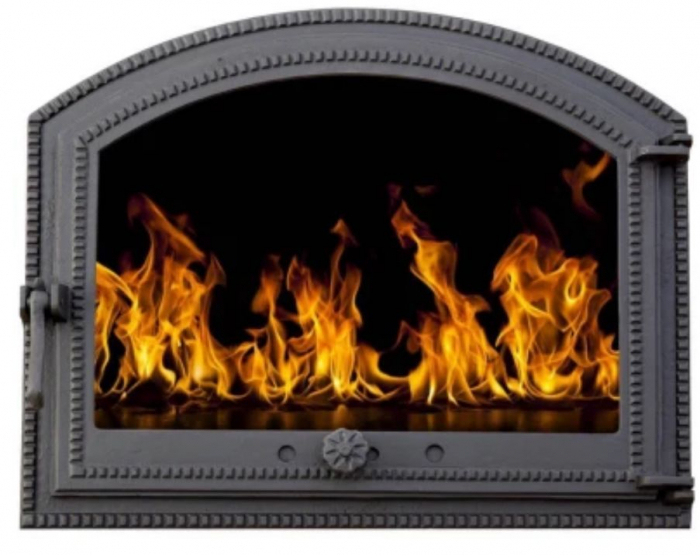 Ușă din fontă BARBEQUE punctat cu sticlă și reglare putere flacără, 570x470mm [1]