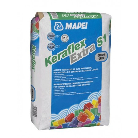 Adeziv & Hidroizolatie - Adeziv pentru placi ceramice si din piatra naturala Mapei Keraflex Extra S1, interior / exterior, gri, 25 kg