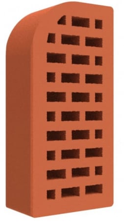 Cărămidă pentru grătare - Caramida ornamentala, colț rotunjit, culoare rosu, 250x120x65