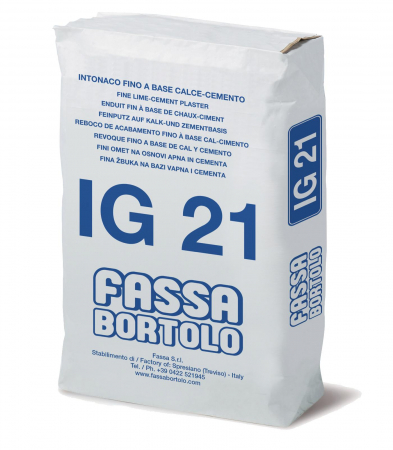 Fassa Bortolo - Tencuială de finisare pe bază de var și ciment alb pentru exterior și interior, Fassa Bortolo IG21, 25kg