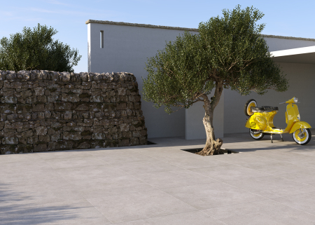 Gresie exterior 60x120 portelanata Limestone Dark Grey, rectificata, mata, Import Italia [2]