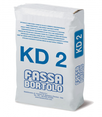 Fassa Bortolo - Tencuială de bază pe bază de var și ciment armată cu fibre, pentru interior și exterior, Fassa Bortolo KD2