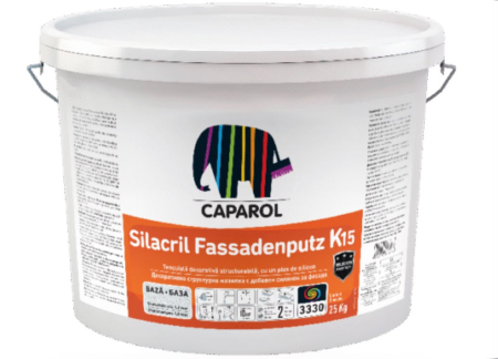 Var & tencuiala decorativa - Tencuiala decorativa Caparol Silacril Fassadenputz, baza alba, 25kg