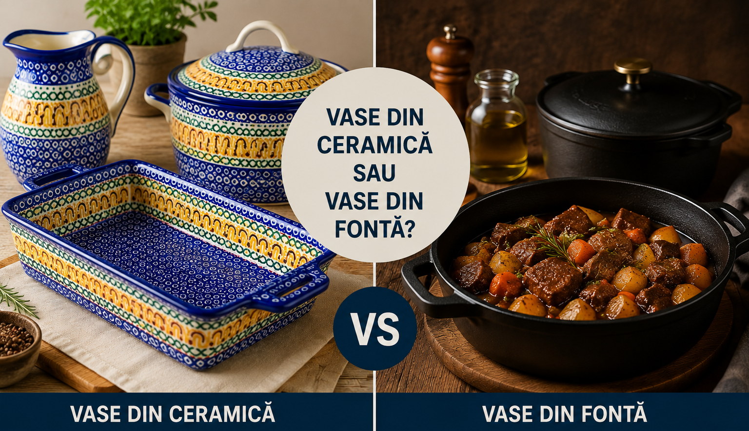 Vase din ceramică sau vase din fontă? Ghid complet pentru alegerea potrivită