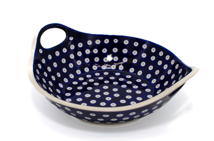 Bol cu manere pentru salata Blue Eyes, ceramica smaltuita, pictata manual, 22,3 cm, volum, 900ml [2]