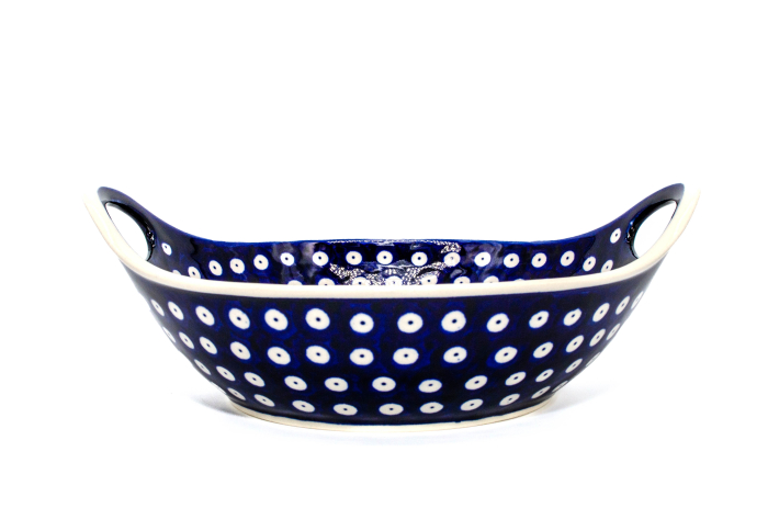 Bol cu manere pentru salata Blue Eyes, ceramica smaltuita, pictata manual, 22,3 cm, volum, 900ml [4]