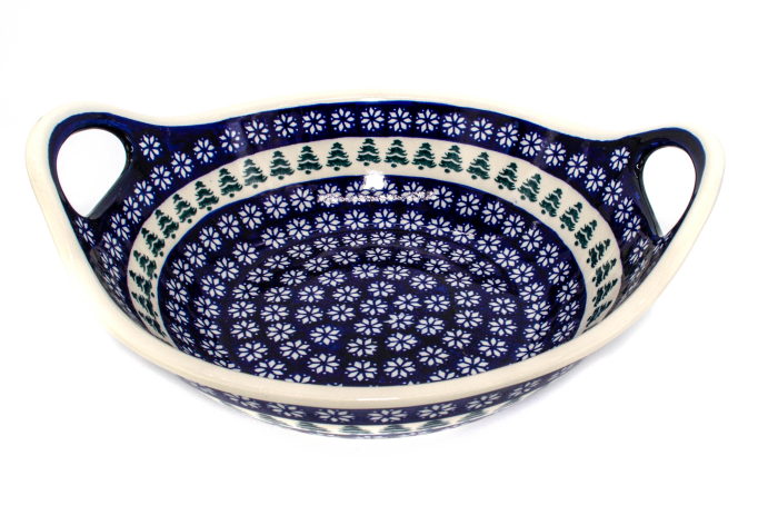 Bol cu manere pentru salata Christmas Tree, ceramica smaltuita, pictata manual, 27,0 cm, volum 1,5 L [4]