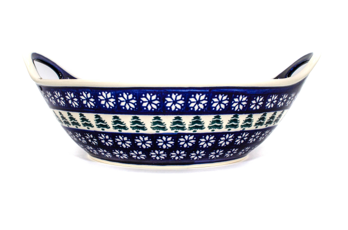 Bol cu manere pentru salata Christmas Tree, ceramica smaltuita, pictata manual, 27,0 cm, volum 1,5 L [2]