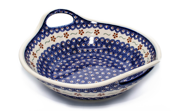 Bol cu manere pentru salata Flowery, ceramica smaltuita, pictata manual, 27,0 cm, volum 1,5 L [2]