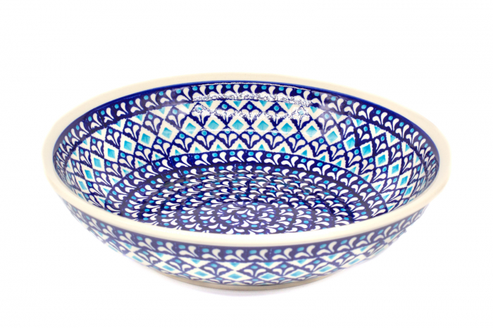 Bol pentru salata Blue Diamonds ceramica smaltuita, pictat manual, diametru 25,2 cm, volum 1,4 L [2]