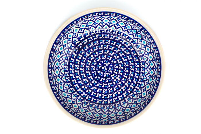 Bol pentru salata Blue Diamonds ceramica smaltuita, pictat manual, diametru 25,2 cm, volum 1,4 L [6]
