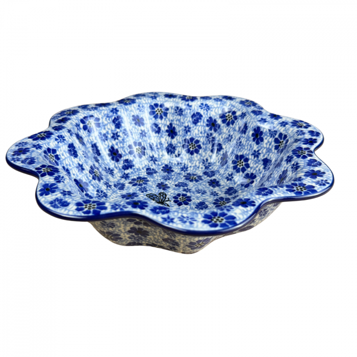 Bol pentru salata cu margini ondulate, Butterfly Dance, ceramica smaltuita, pictat manual, diametru 25 cm [17]