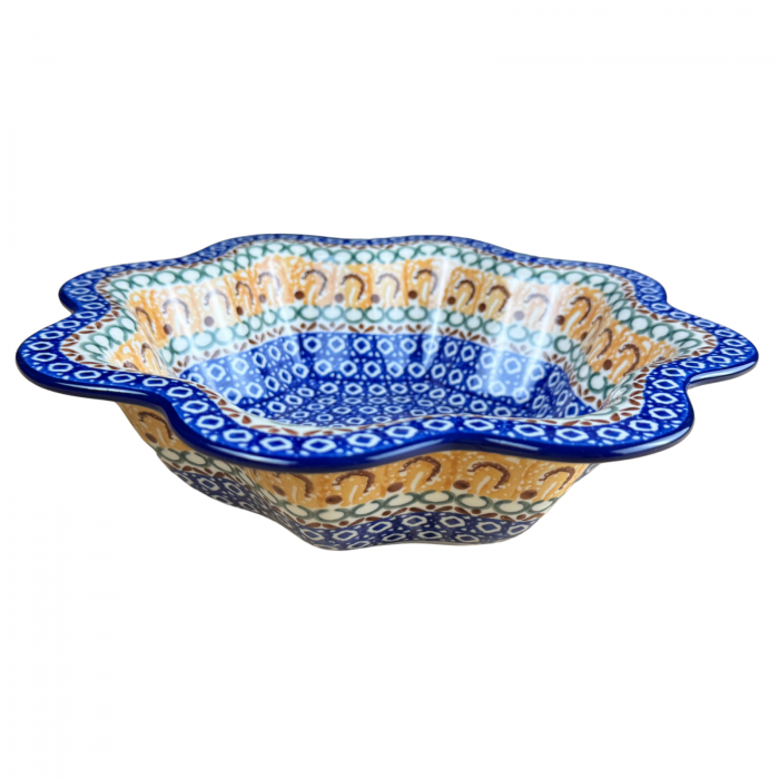 Bol pentru salata cu margini ondulate, Morning Sunrise, ceramica smaltuita, pictat manual, diametru 25 cm [2]