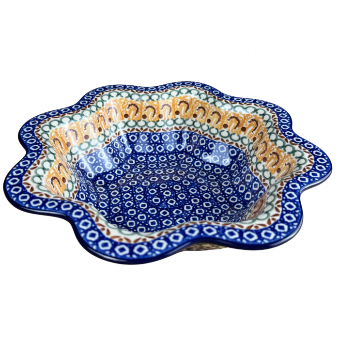 Bol pentru salata cu margini ondulate, Morning Sunrise, ceramica smaltuita, pictat manual, diametru 25 cm [4]