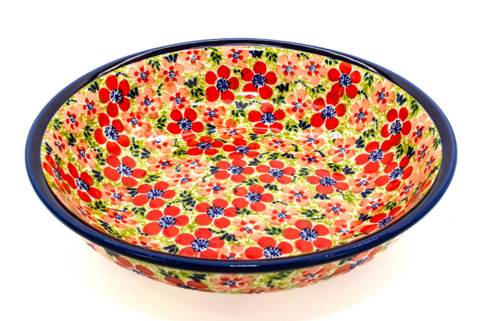 Bol pentru salata Fire Poppies, ceramica smaltuita, pictat manual, 25,2 cm, volum 1,4 L [2]