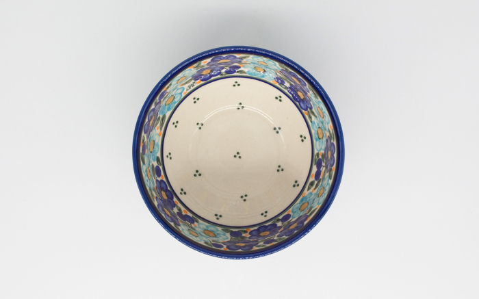 Bol rotund Blue Poppies, ceramica smaltuita, pictat manual, 14,0 cm, volum 450 ml [4]