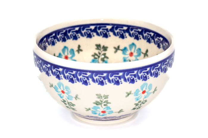 Bol rotund Forget-me-nots, ceramica smaltuita, pictat manual, 11,5 cm, volum 300ml [3]