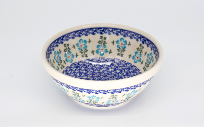 Bol rotund Forget-me-nots, ceramica smaltuita, pictat manual, 17,8 cm, volum 800 ml [3]