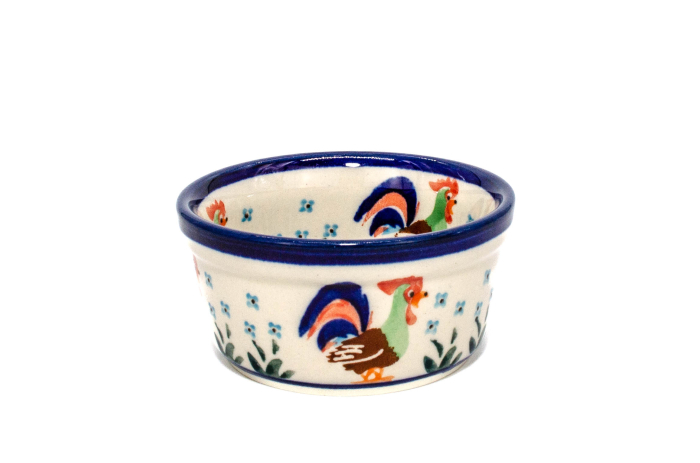 Bol rotund mic Vintage Rooster, ceramica smaltuita, pictat manual, 9,0 cm, volum 100 ml [2]