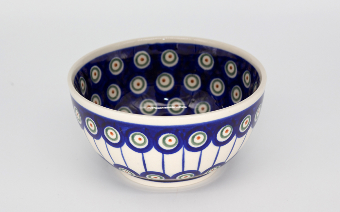 Bol rotund Peacock Eyes, ceramica smaltuita, pictat manual, 14,0 cm, volum 450 ml [2]