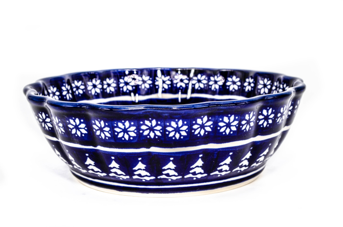 Bol rotund pentru salata Christmas Night, ceramica smaltuita, pictat manual, 20,9 cm, volum 1,2 L [3]
