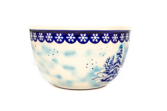 Bol rotund pentru salata Winter Chapel, ceramica smaltuita, pictat manual, 26,3 cm, volum 4,5 L [3]