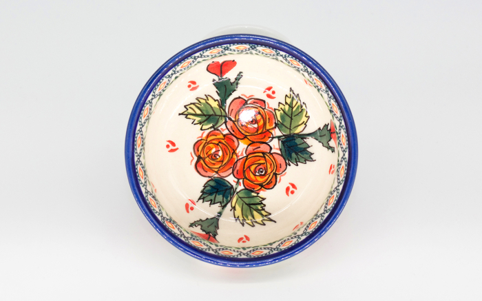 Bol rotund Roses, ceramica smaltuita, pictat manual, 12,6 cm, volum 250 ml [4]