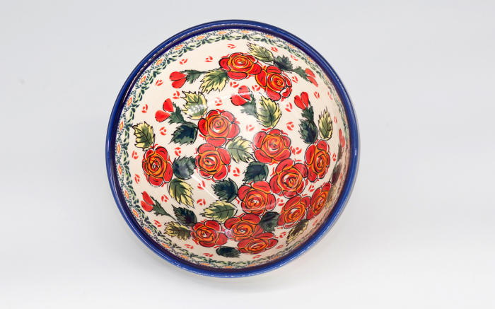 Bol rotund Roses, ceramica smaltuita, pictat manual, 17,8 cm, volum 800 ml [3]