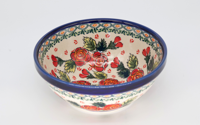 Bol rotund Roses, ceramica smaltuita, pictat manual, 17,8 cm, volum 800 ml [2]