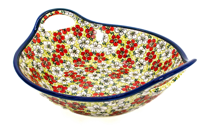 Bol salata cu manere, ceramica smaltuita, pictata manual, 33,4 cm, volum 3,0 L [3]