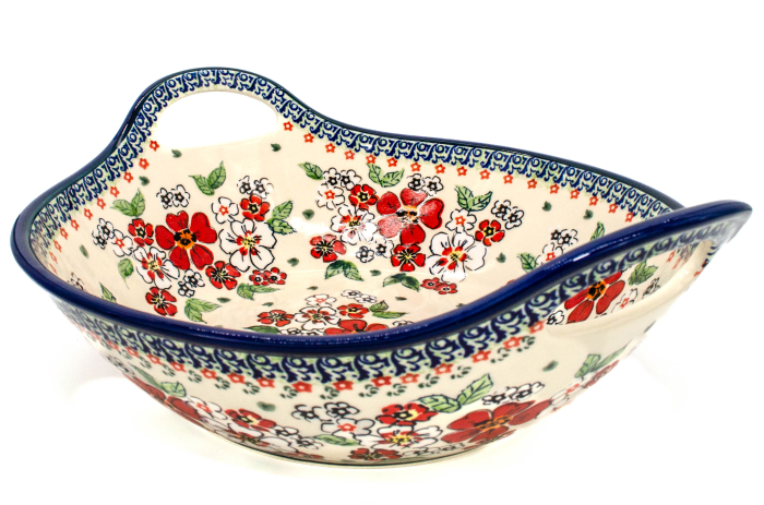 Bol salata cu manere, ceramica smaltuita, pictata manual, 33,4 cm, volum 3,0 L [4]