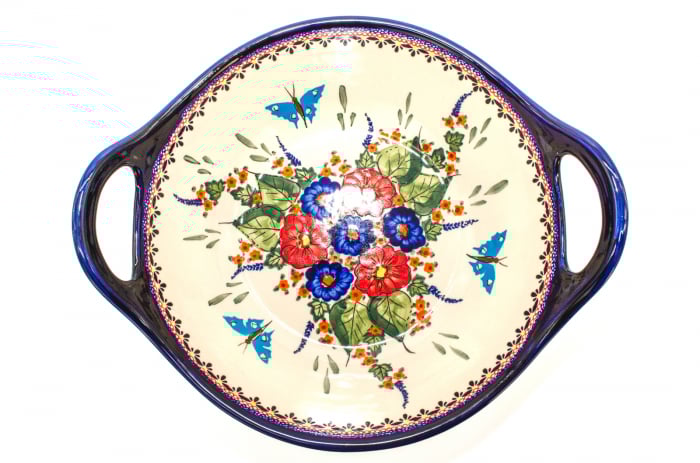 Bol salata cu manere Poppy Fountain, ceramica smaltuita, pictata manual, 33,4 cm, volum 3,0 L [8]