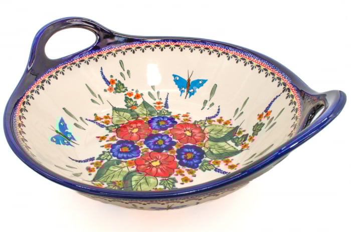 Bol salata cu manere Poppy Fountain, ceramica smaltuita, pictata manual, 33,4 cm, volum 3,0 L [2]