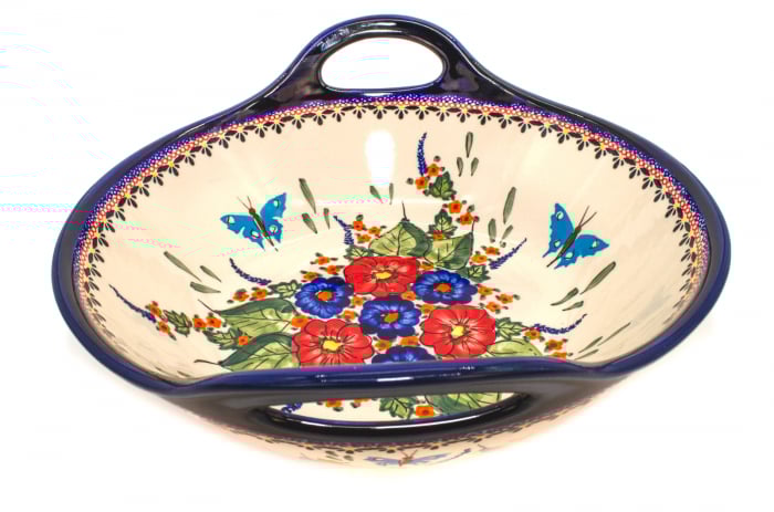 Bol salata cu manere Poppy Fountain, ceramica smaltuita, pictata manual, 33,4 cm, volum 3,0 L [3]