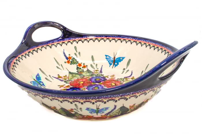 Bol salata cu manere Poppy Fountain, ceramica smaltuita, pictata manual, 33,4 cm, volum 3,0 L [4]