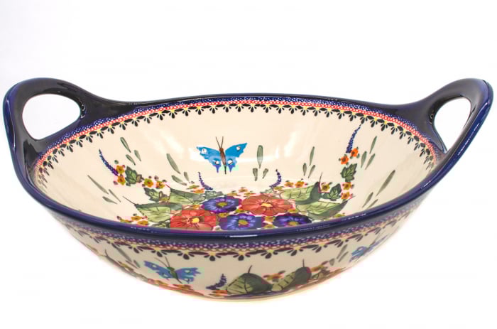 Bol salata cu manere Poppy Fountain, ceramica smaltuita, pictata manual, 33,4 cm, volum 3,0 L [5]