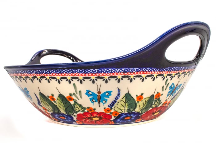 Bol salata cu manere Poppy Fountain, ceramica smaltuita, pictata manual, 33,4 cm, volum 3,0 L [7]