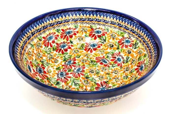 Bol salata Flower Jungle ceramica smaltuita, pictat manual, diametru 24,0 cm, volum 2,0 L [3]